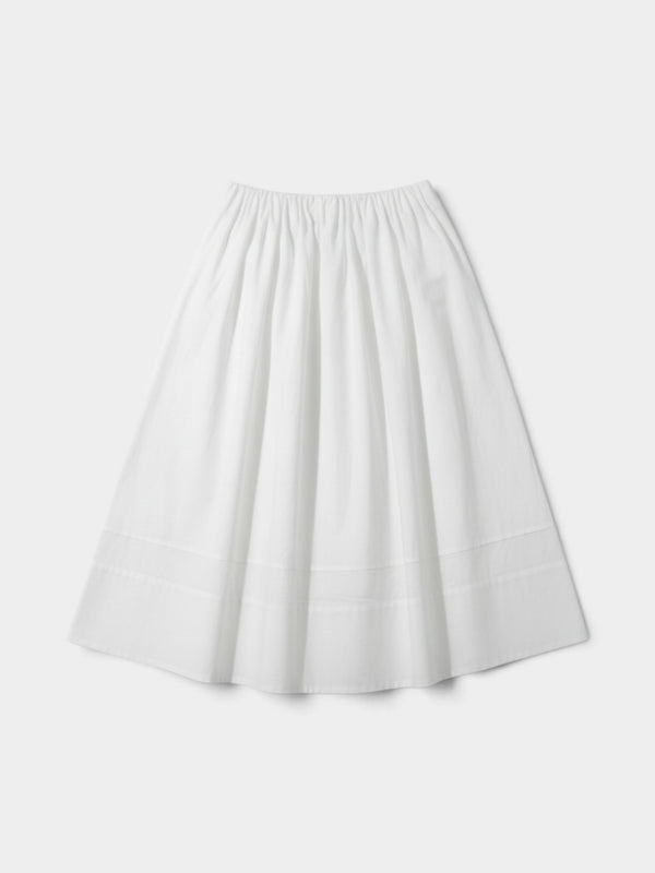 White Cotton Gathered Maxi Skirt