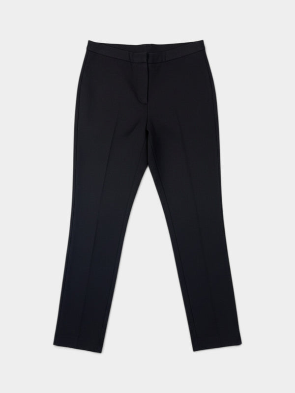 Black Cotton Blend Slim Tapered Trousers