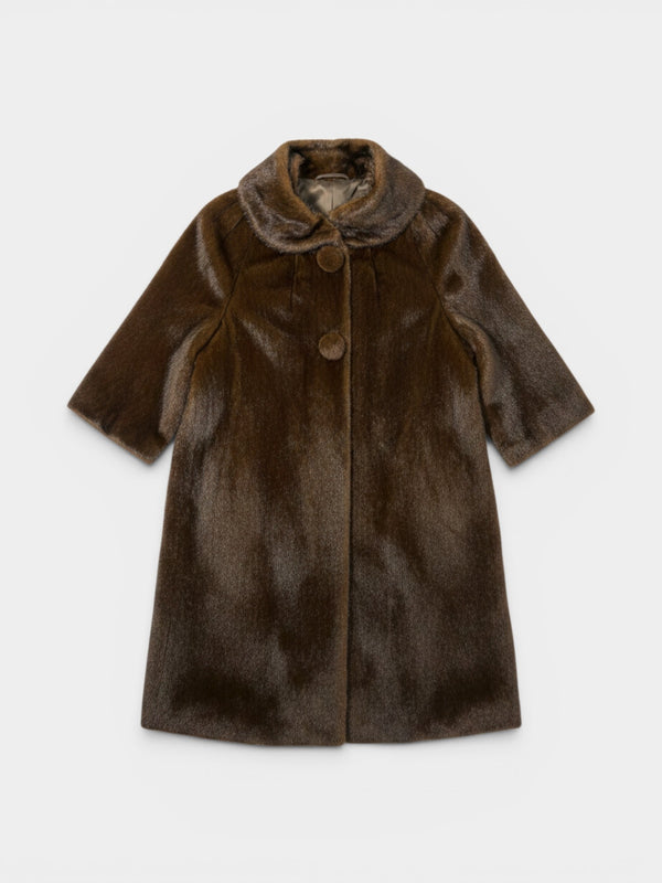 Brown Faux Fur Long Swing Coat