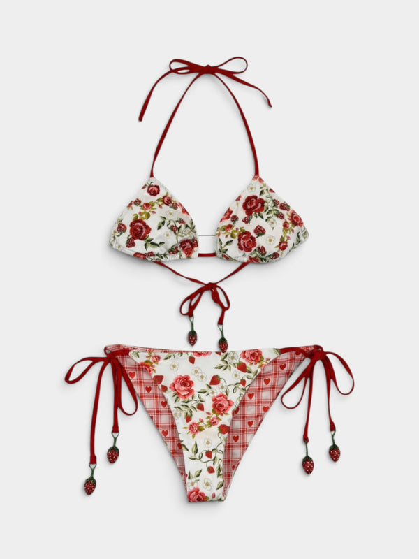Fragaria Reversible Bikini Set Red Floral