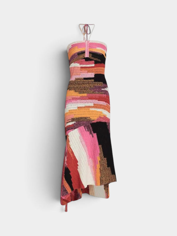 Nova Crochet Halter Maxi/Midi Dress in Sedona Blossom Multi