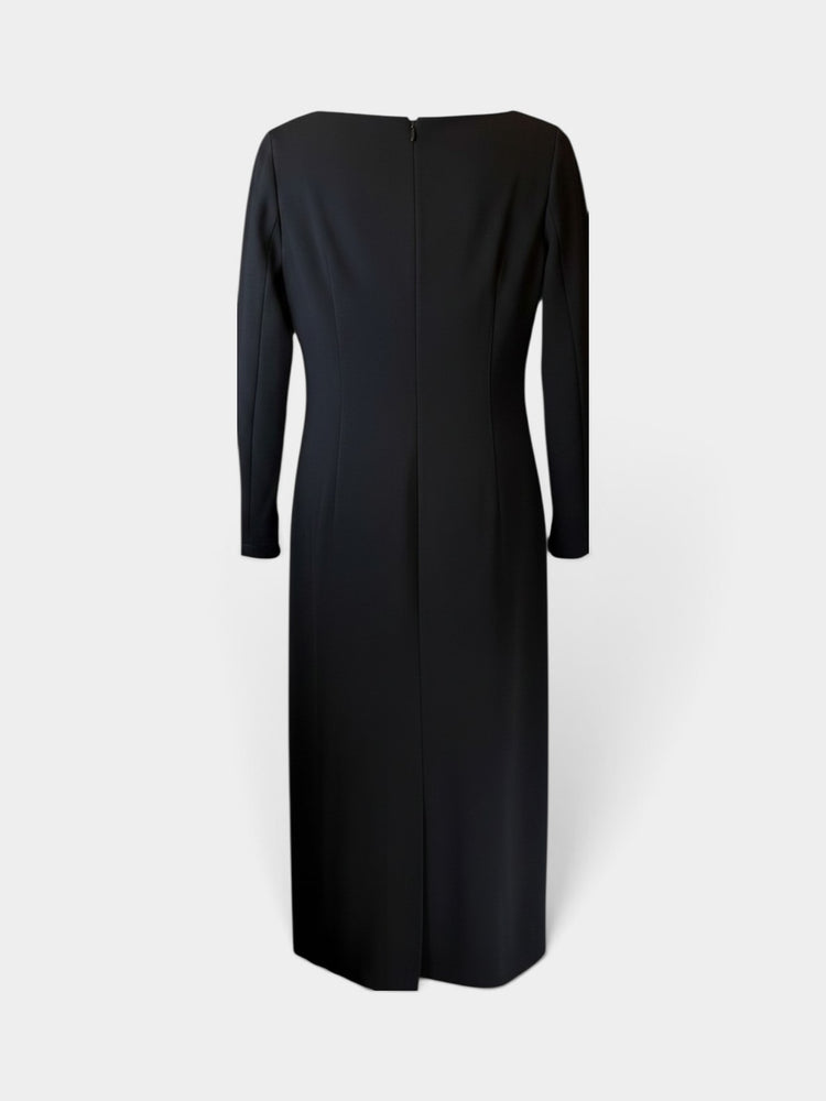 Black Long-Sleeve Midi Dress
