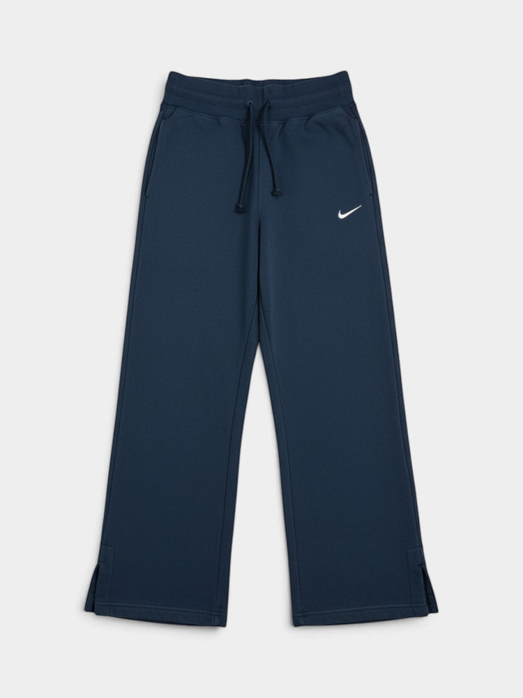 Navy Wide-Leg Fleece Sweatpants