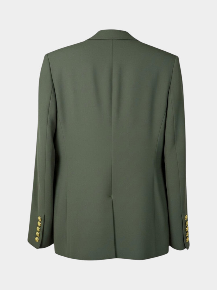 Olive Green Double-Breasted Gold Button Blazer