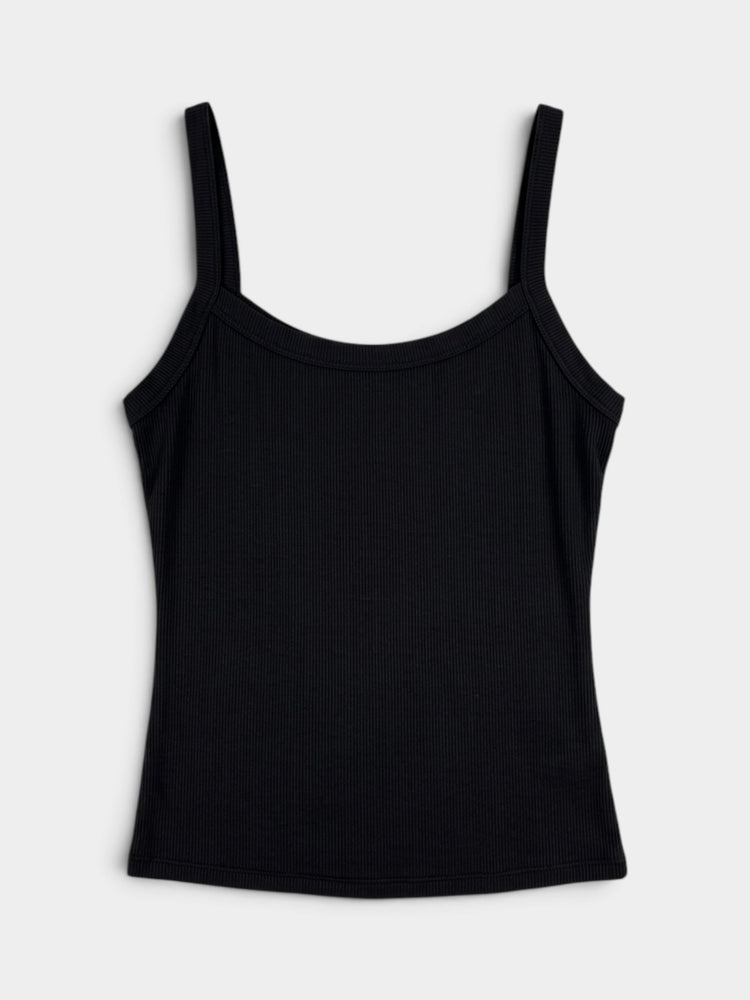 Black Ribbed Modal Cami and Shorts Matching Set