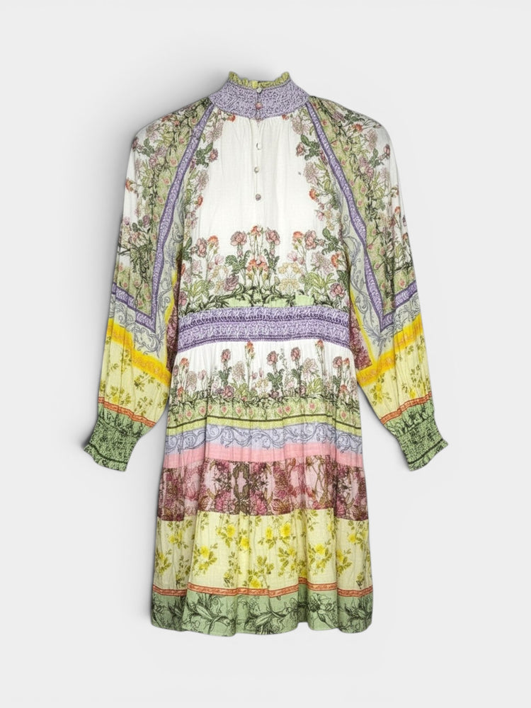 Floral Botanical Print Long-Sleeve Dress