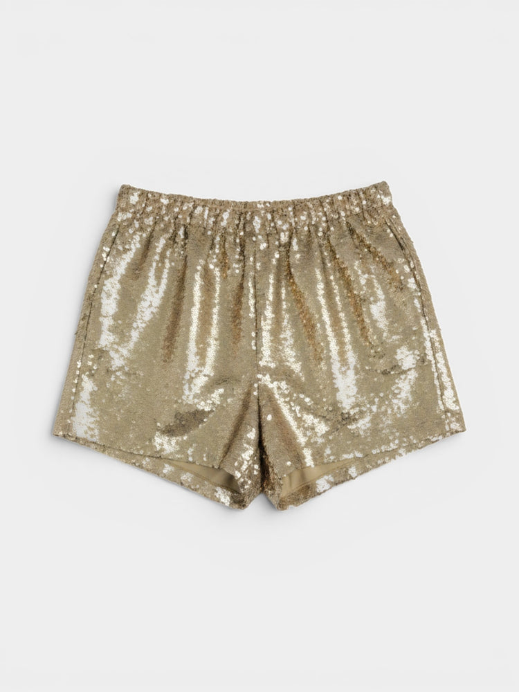 Gold Sequin Elasticized Waist Shorts