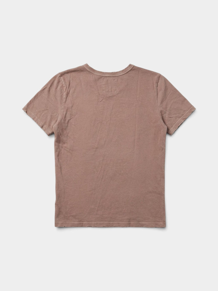 Brown Organic Cotton Raw Edge Crewneck T-Shirt