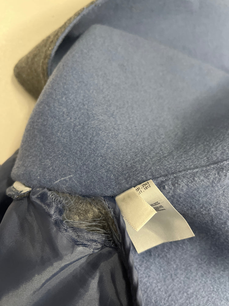 Reversible Wool Blend Hooded Coat Blue Gray