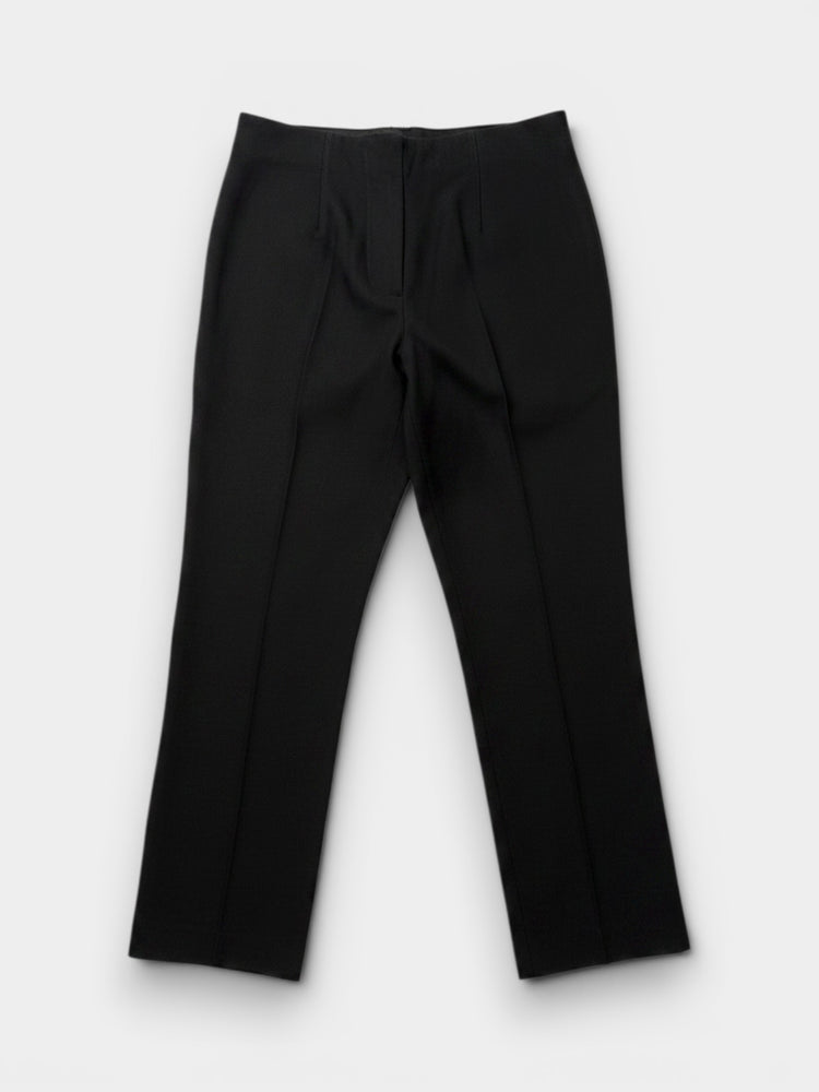 Black Slim Cropped Pants with Gold Side Zip