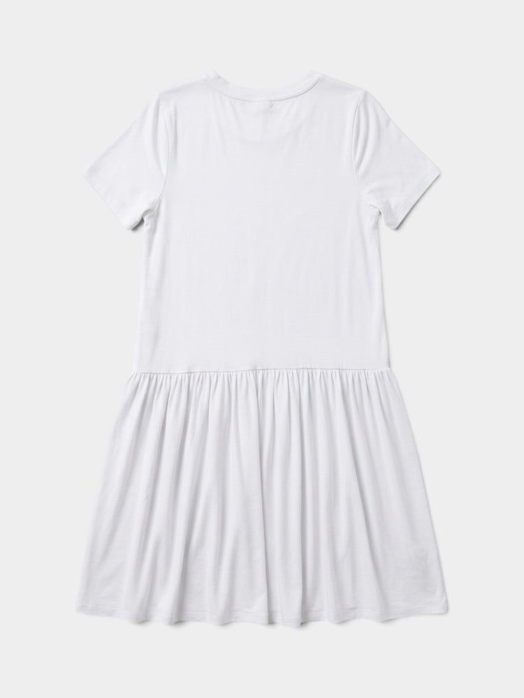 White Cotton Drop-Waist T-Shirt Dress