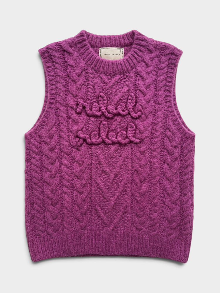 Magenta Cable Knit Rebel Rebel Sweater Vest