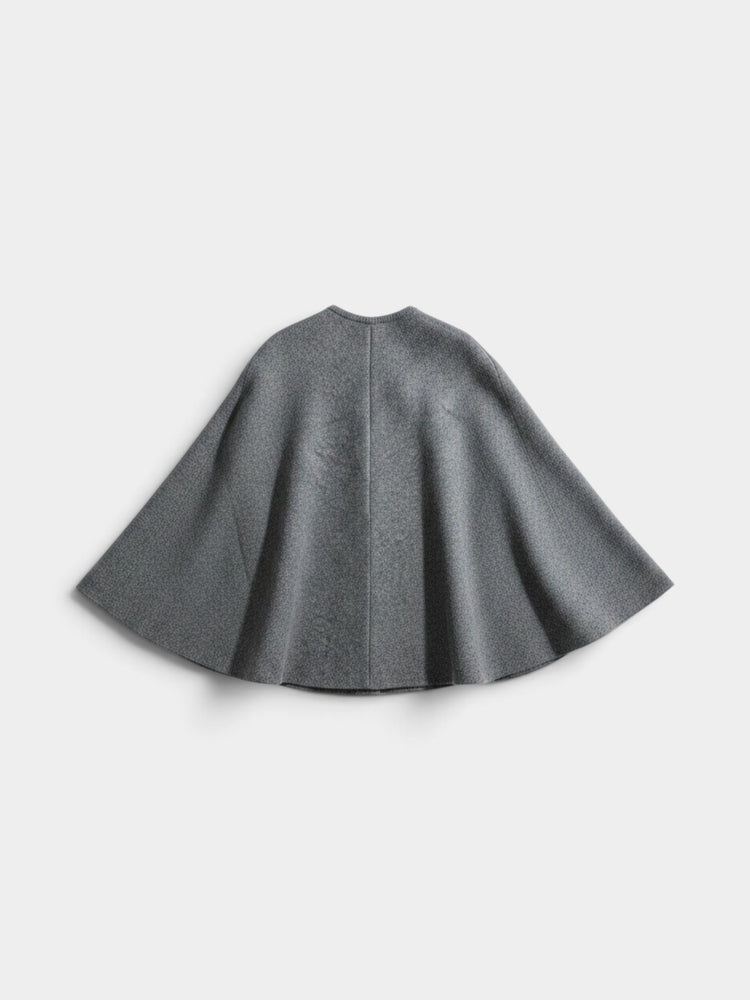 Gray Flared Cape with Gold Buttons