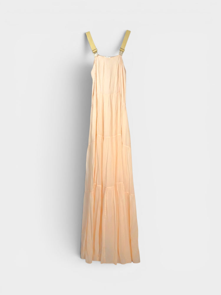 Peach Tiered Maxi Sundress with Buckle Straps