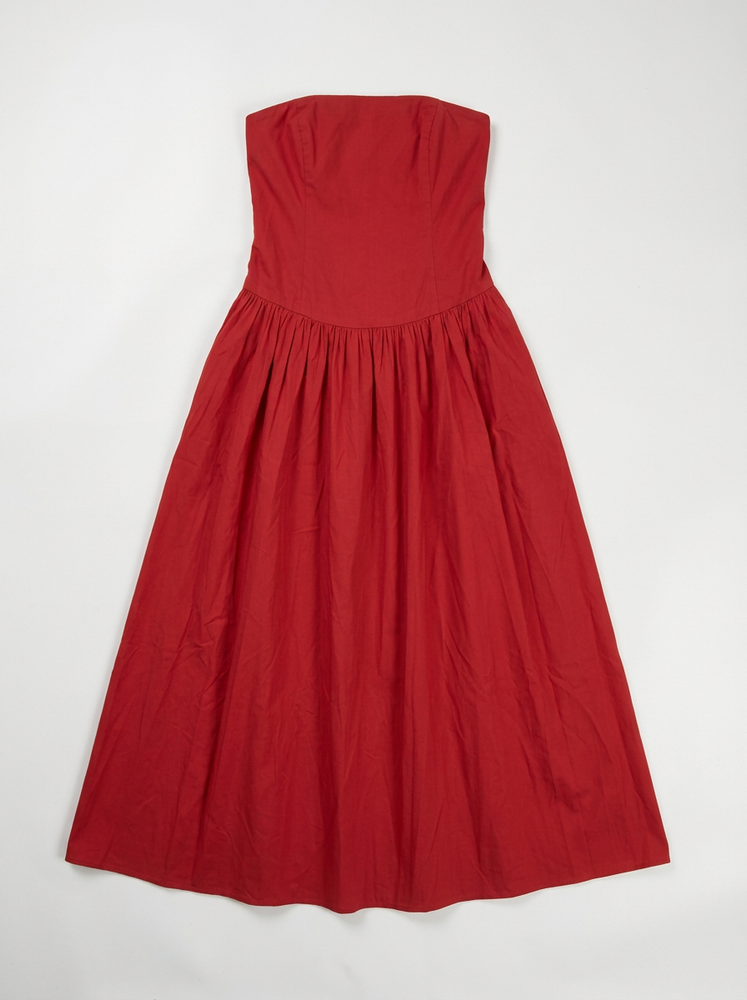 Strapless Drop-Waist Maxi Dress
