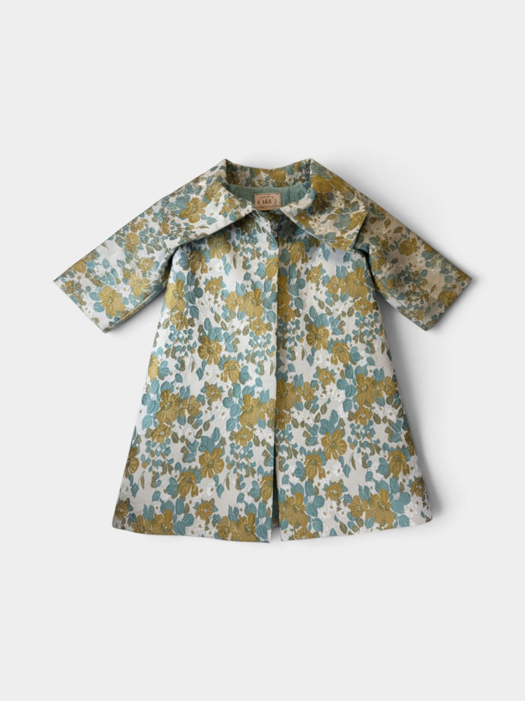 Floral A-Line Coat with Oversized Collar
