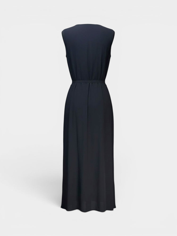 Black Wrap Maxi Dress V-Neck Side Tie