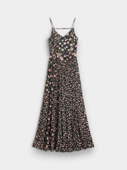 Black Floral Embellished Maxi Dress