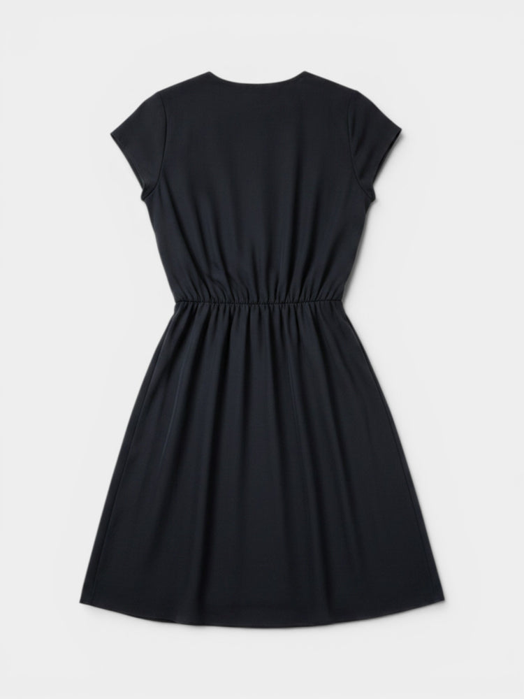 Navy Cap Sleeve Midi Dress