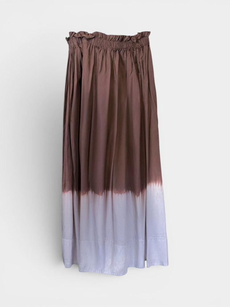 Brown Dip-Dye Maxi Gathered Skirt