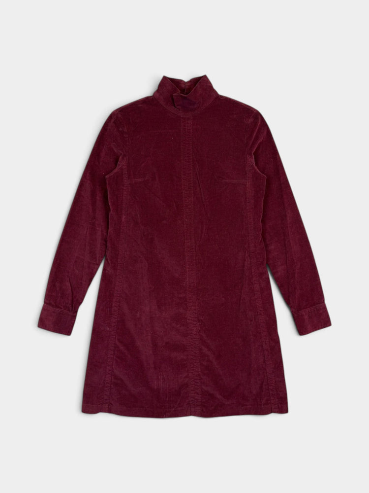 Burgundy Mock Neck Mini Dress