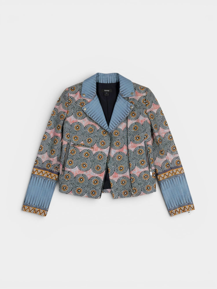 Print Cotton Moto Jacket