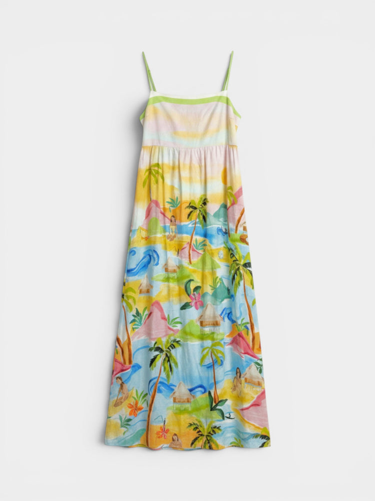 Tropical Print Maxi Slip Dress