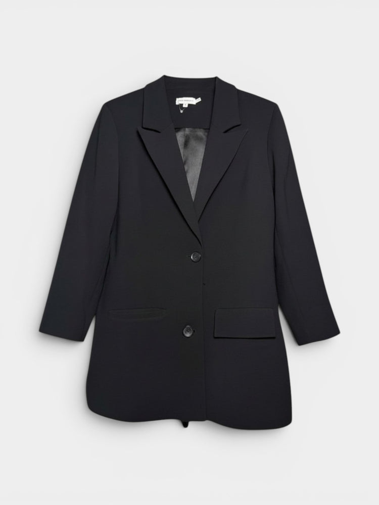 Black Longline Single-Breasted Blazer Jacket