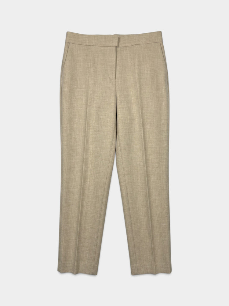 Tan Straight-Leg Tailored Trousers