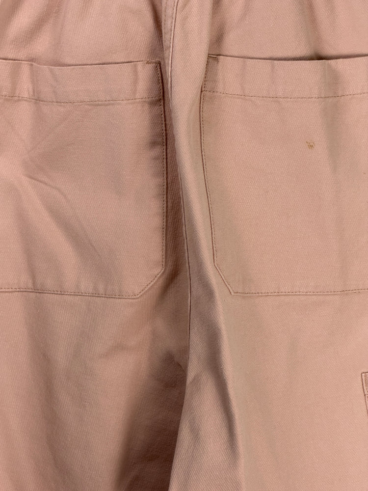 Peach Cotton Long Sleeve Button Front Jumpsuit