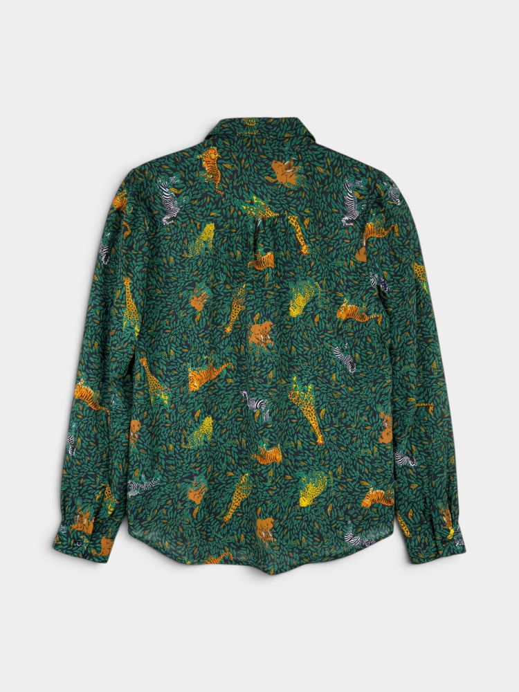 Green Multi Long-sleeve Bow Top