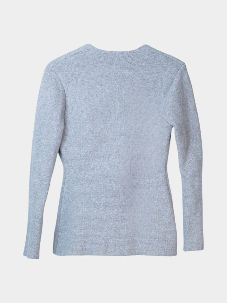Gray Wrap V-Neck Cardigan Sweater