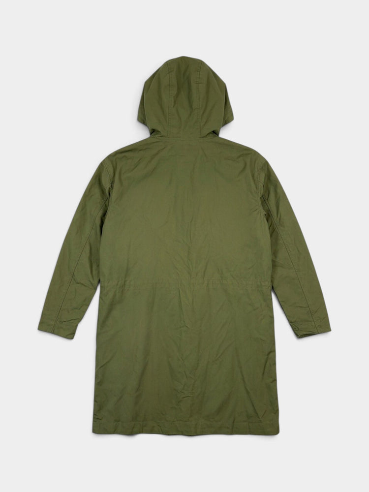Olive Green Cotton Hooded Parka Coat