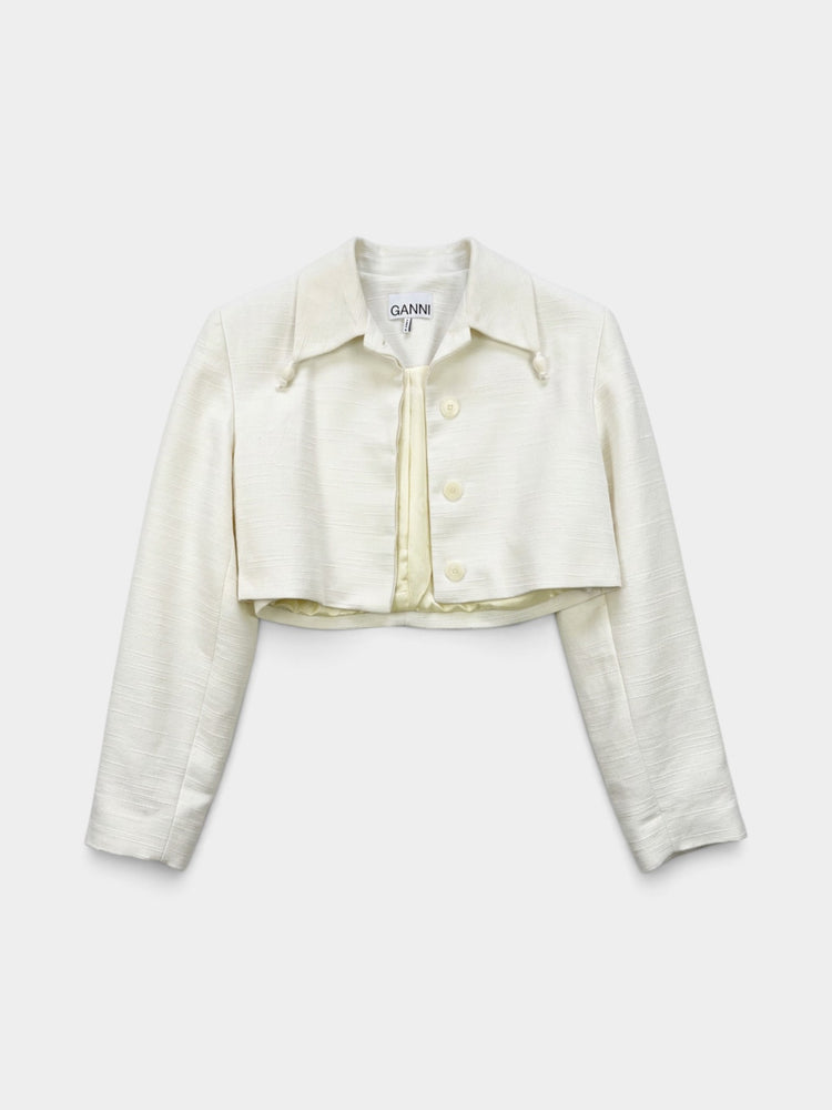 Ivory Jacket & Pleated Mini Skirt Set