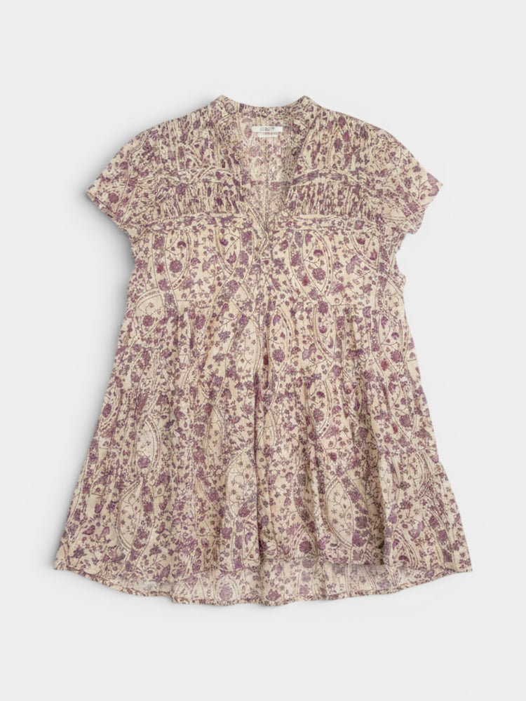 Floral Cotton Smocked Tiered Mini Dress