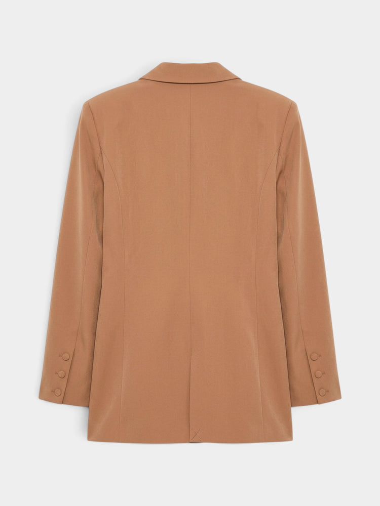 Camel Structured Blazer and Tailored Shorts Set