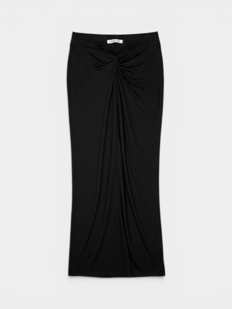 Black Crop Top & Twist-Knot Maxi Skirt Matching Set