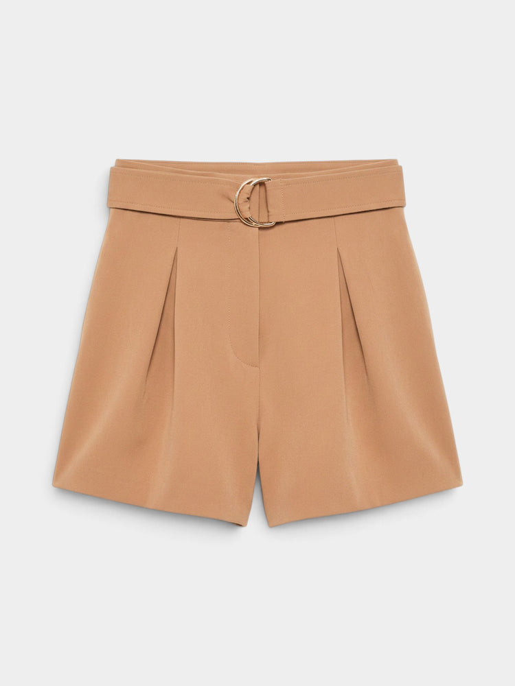Camel Structured Blazer and Tailored Shorts Set