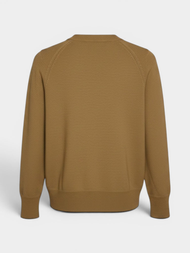 Brown Crew Neck Knit Sweater