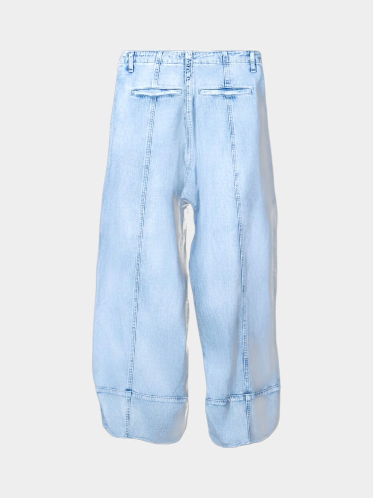 Light Blue Wide-Leg Barrel Denim Jeans
