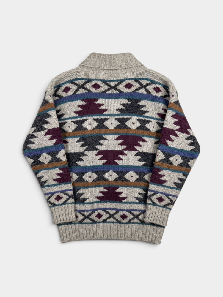 Vintage Wool Blend Southwestern Shawl Collar Cardigan