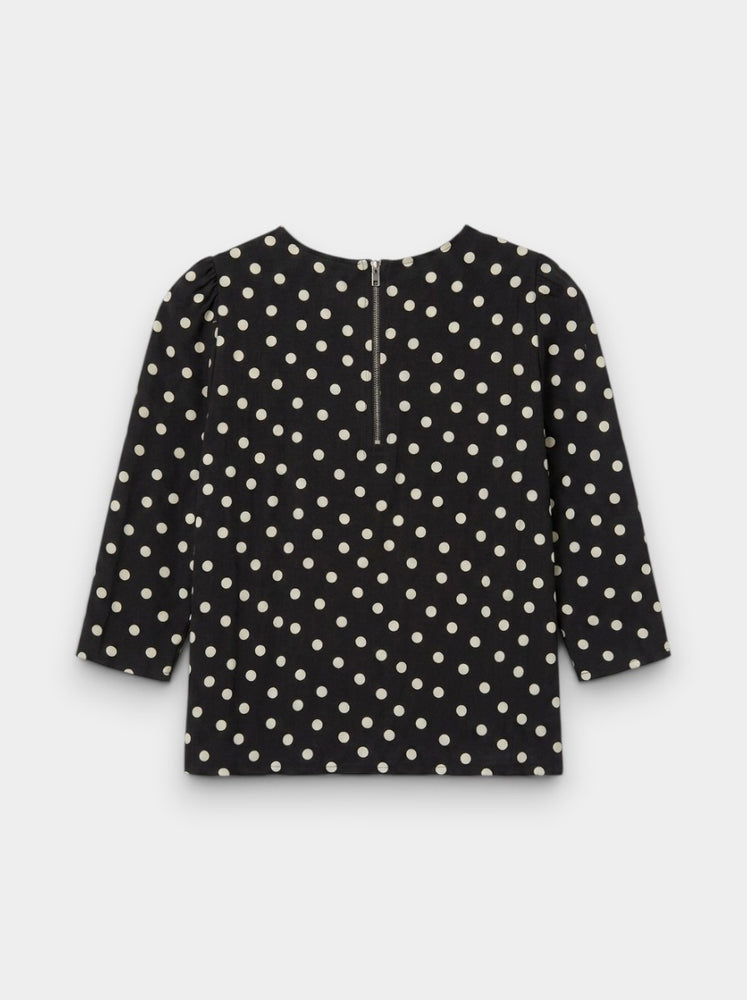 Black Ivory Polka Dot Puff Sleeve Blouse