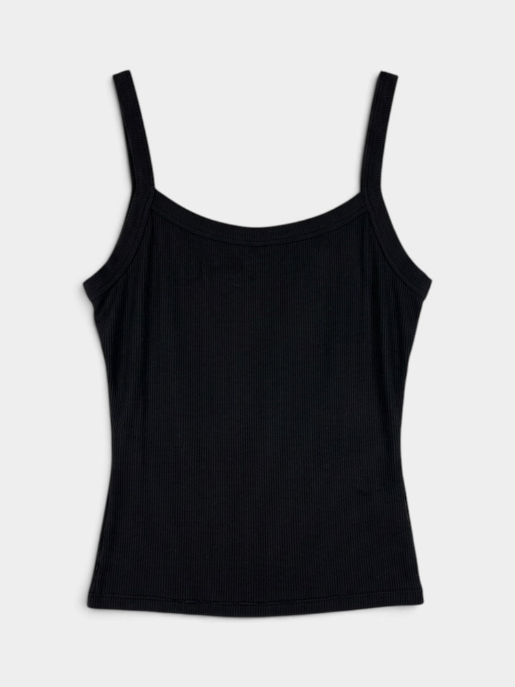 Black Ribbed Modal Cami and Shorts Matching Set