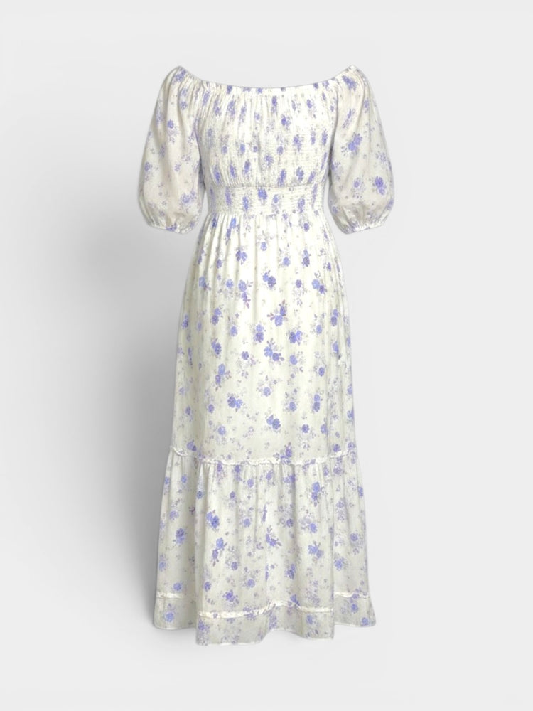 Floral Smocked Puff Sleeve Tiered Dress