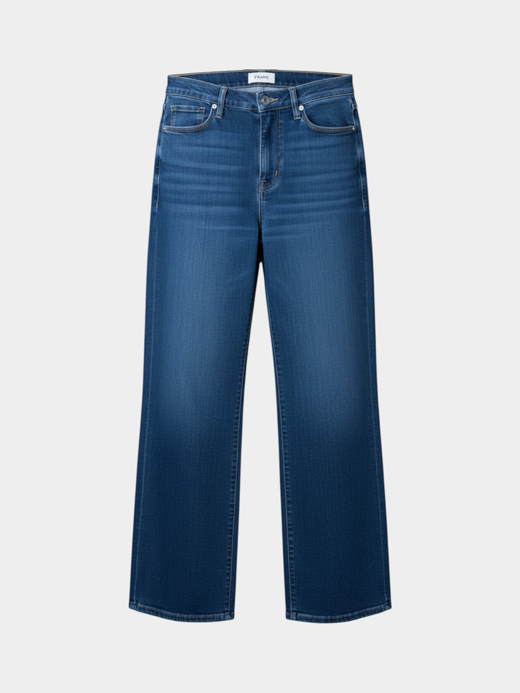 Wide-Leg Cropped Jeans in Medium Wash Denim