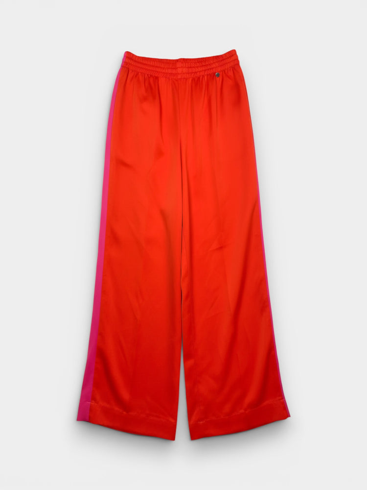 Red Pink Color-Block Wide-Leg Trousers