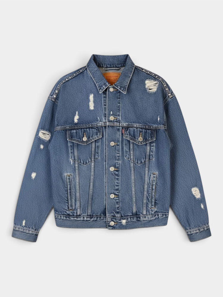 Denim Jacket With Worn Details