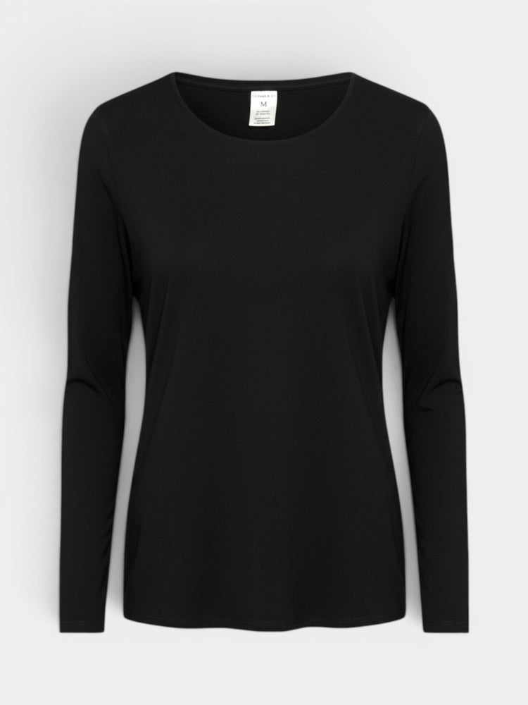 Black Long-Sleeve Scoop Neck Top