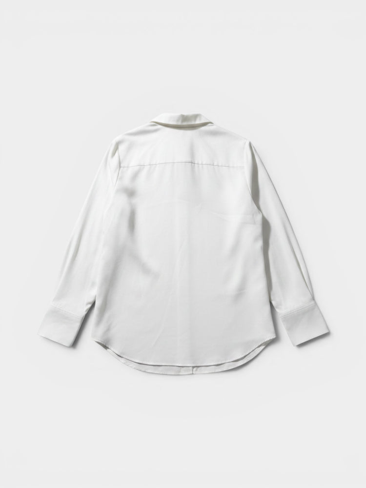 Ivory Satin Oversized V-Neck Blouse