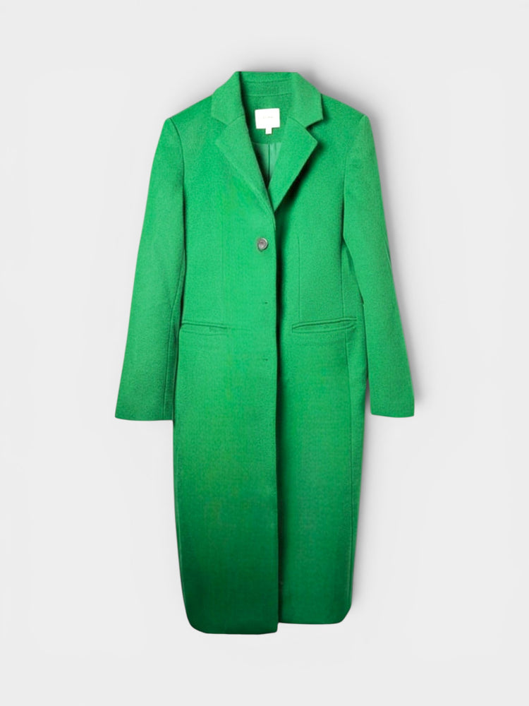 Green Long Single-Breasted Overcoat